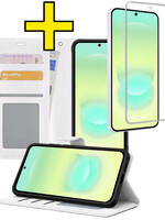 LUQ LUQ Samsung Galaxy A37 Hoesje Bookcase Met Screenprotector - Wit