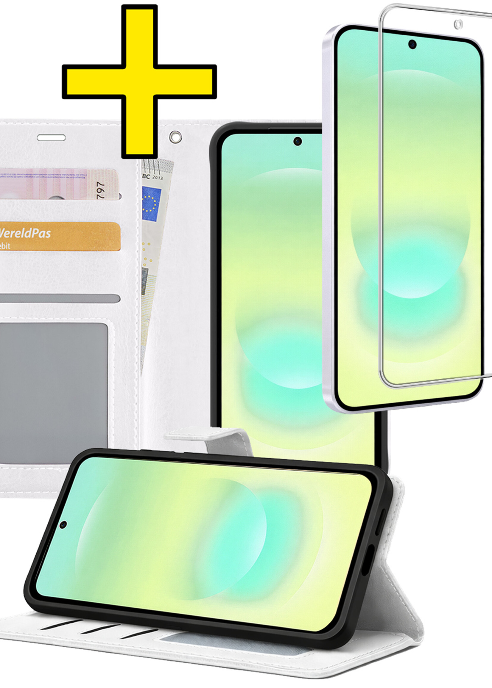 LUQ LUQ Samsung Galaxy A37 Hoesje Bookcase Met Screenprotector - Wit