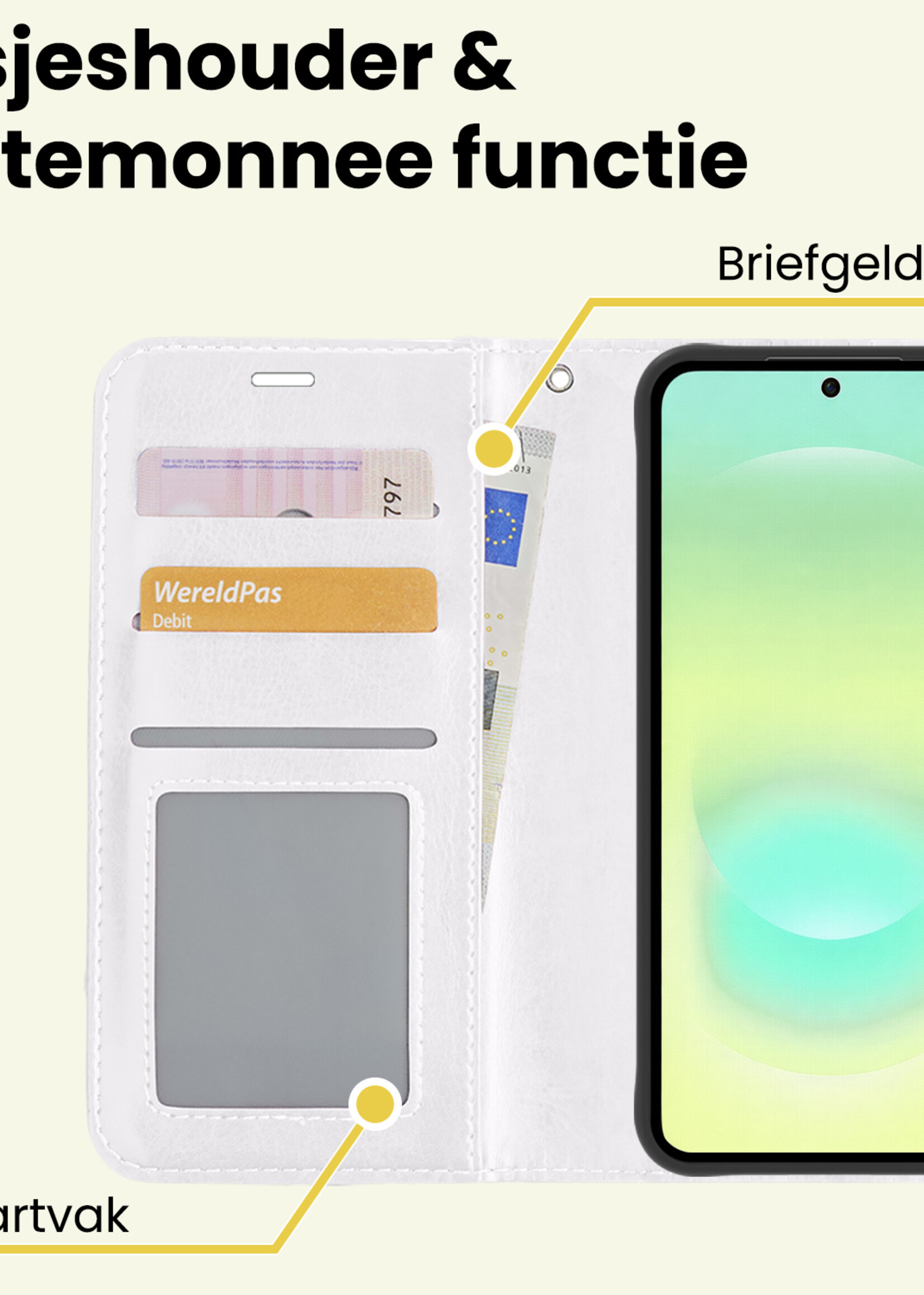 LUQ LUQ Samsung Galaxy A37 Hoesje Bookcase Met Screenprotector - Wit