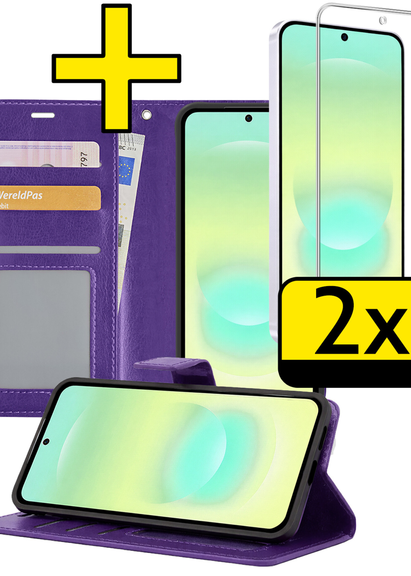 LUQ LUQ Samsung Galaxy A37 Hoesje Bookcase Met 2x Screenprotector - Paars