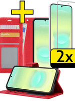 LUQ LUQ Samsung Galaxy A37 Hoesje Bookcase Met 2x Screenprotector - Rood