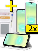 LUQ LUQ Samsung Galaxy A37 Hoesje Bookcase Met 2x Screenprotector - Wit