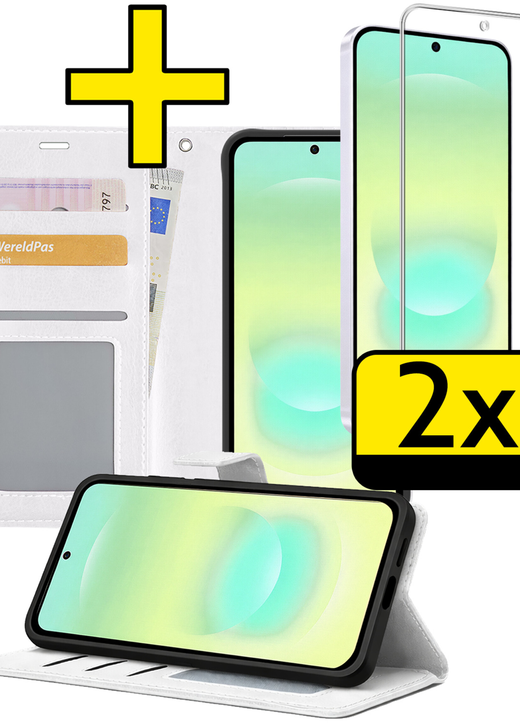 LUQ LUQ Samsung Galaxy A37 Hoesje Bookcase Met 2x Screenprotector - Wit