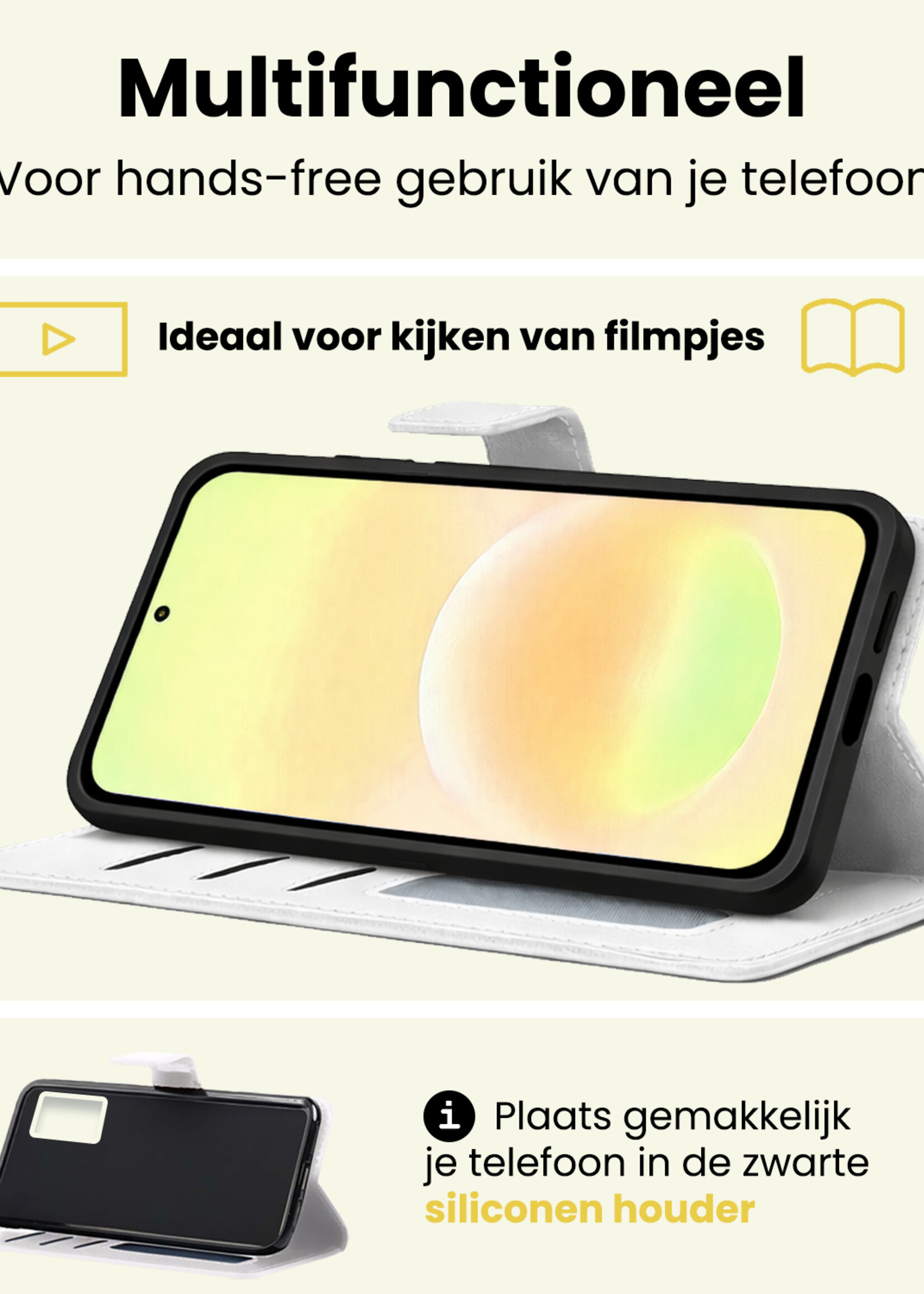 LUQ LUQ Samsung Galaxy A37 Hoesje Bookcase Met 2x Screenprotector - Wit