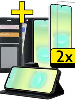LUQ LUQ Samsung Galaxy A37 Hoesje Bookcase Met 2x Screenprotector - Zwart