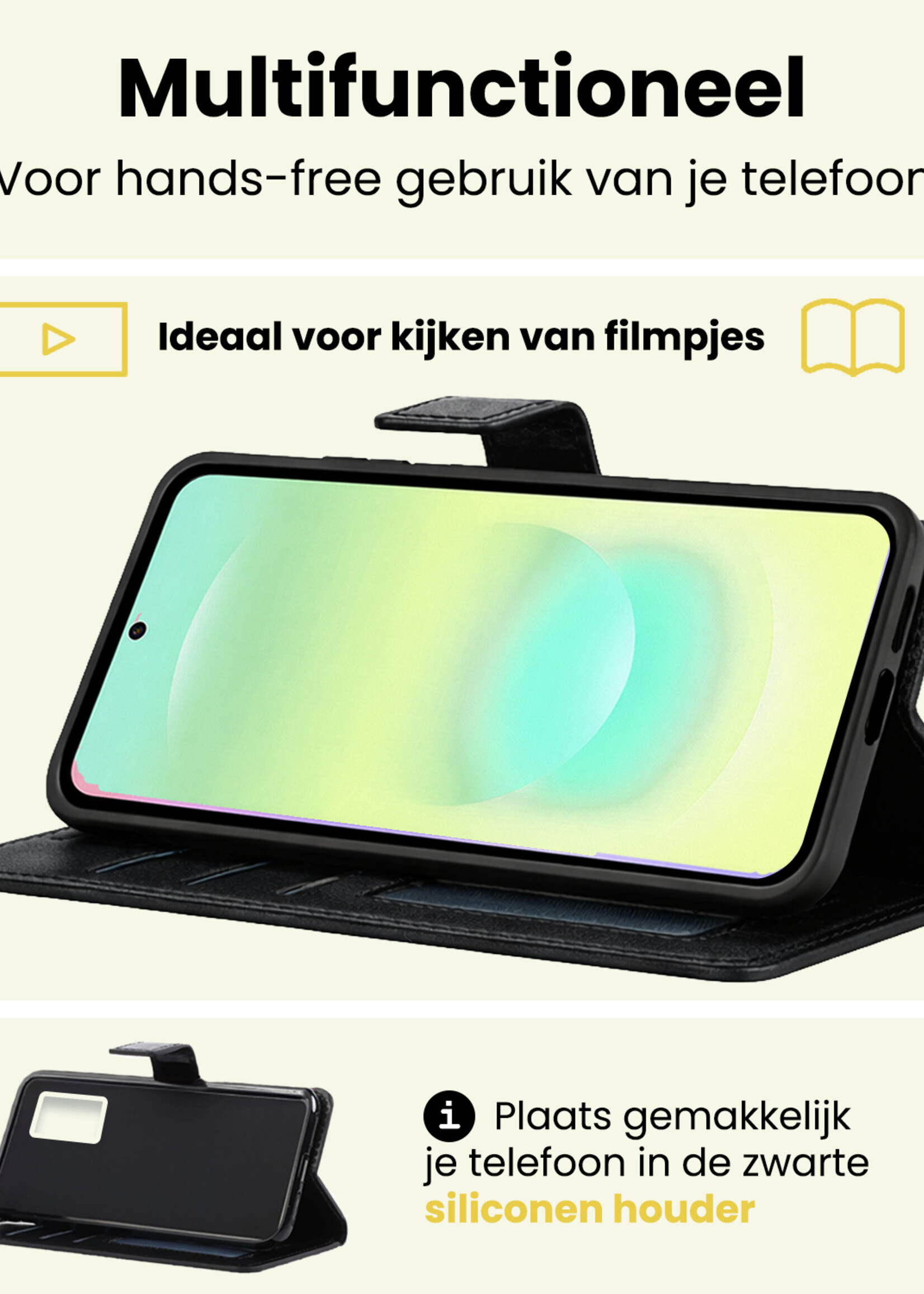 LUQ LUQ Samsung Galaxy A37 Hoesje Bookcase Met 2x Screenprotector - Zwart