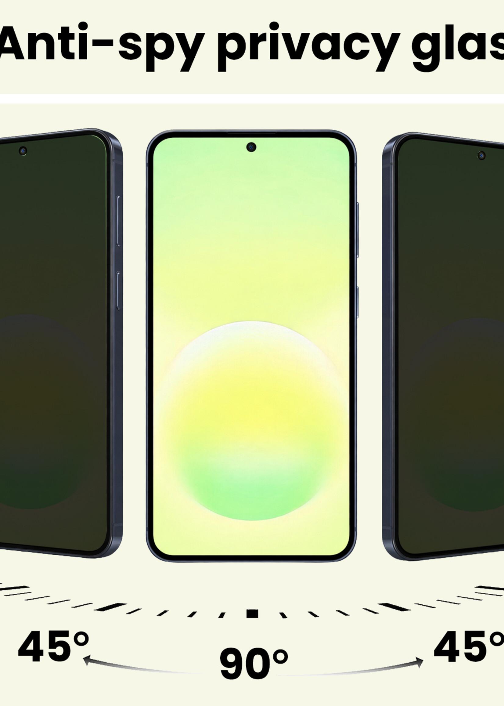 LUQ LUQ Samsung Galaxy A57 Screenprotector Glas Privacy - 3 PACK