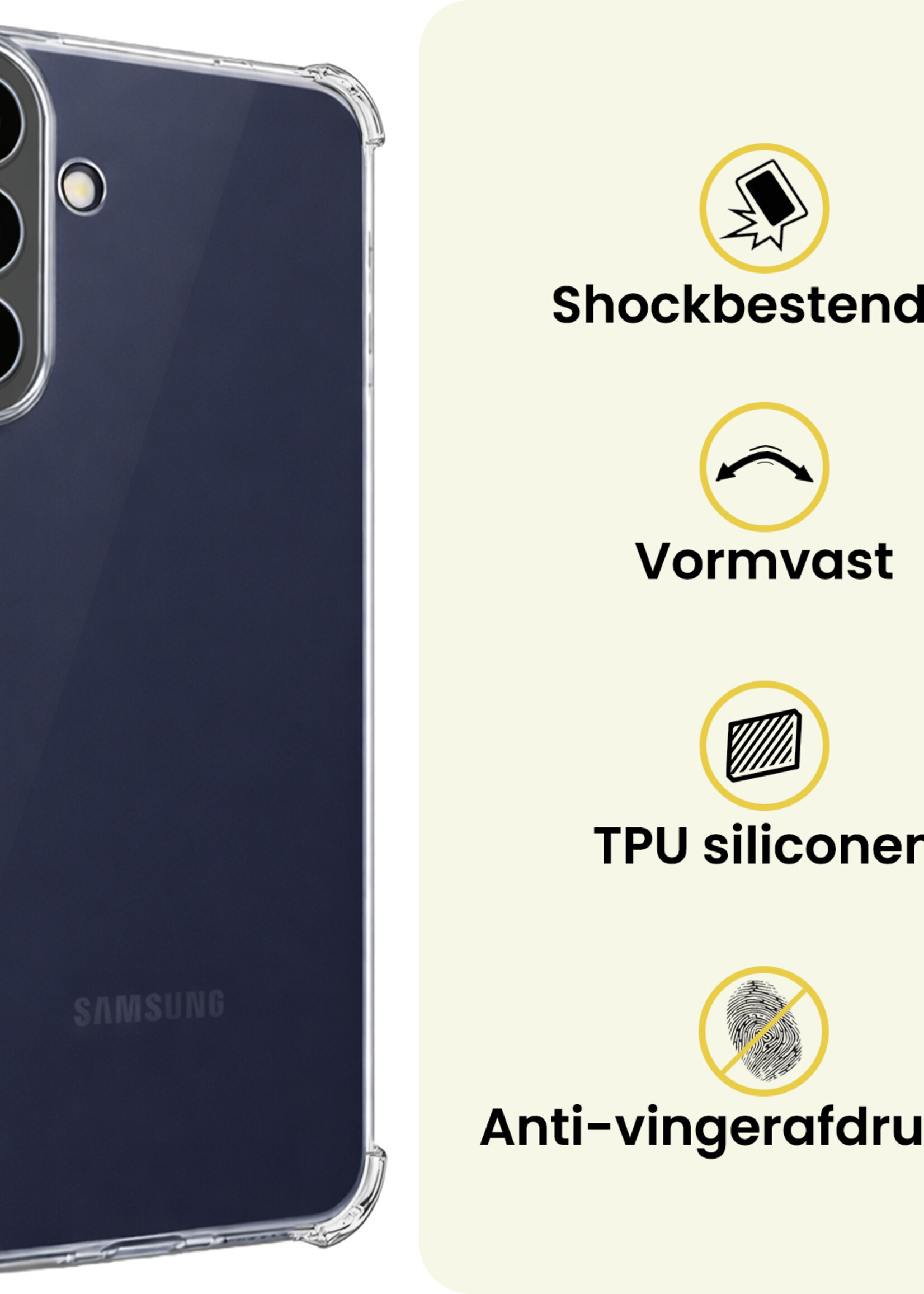 LUQ LUQ Samsung Galaxy A57 Hoesje Shockproof - Transparant - 2 PACK