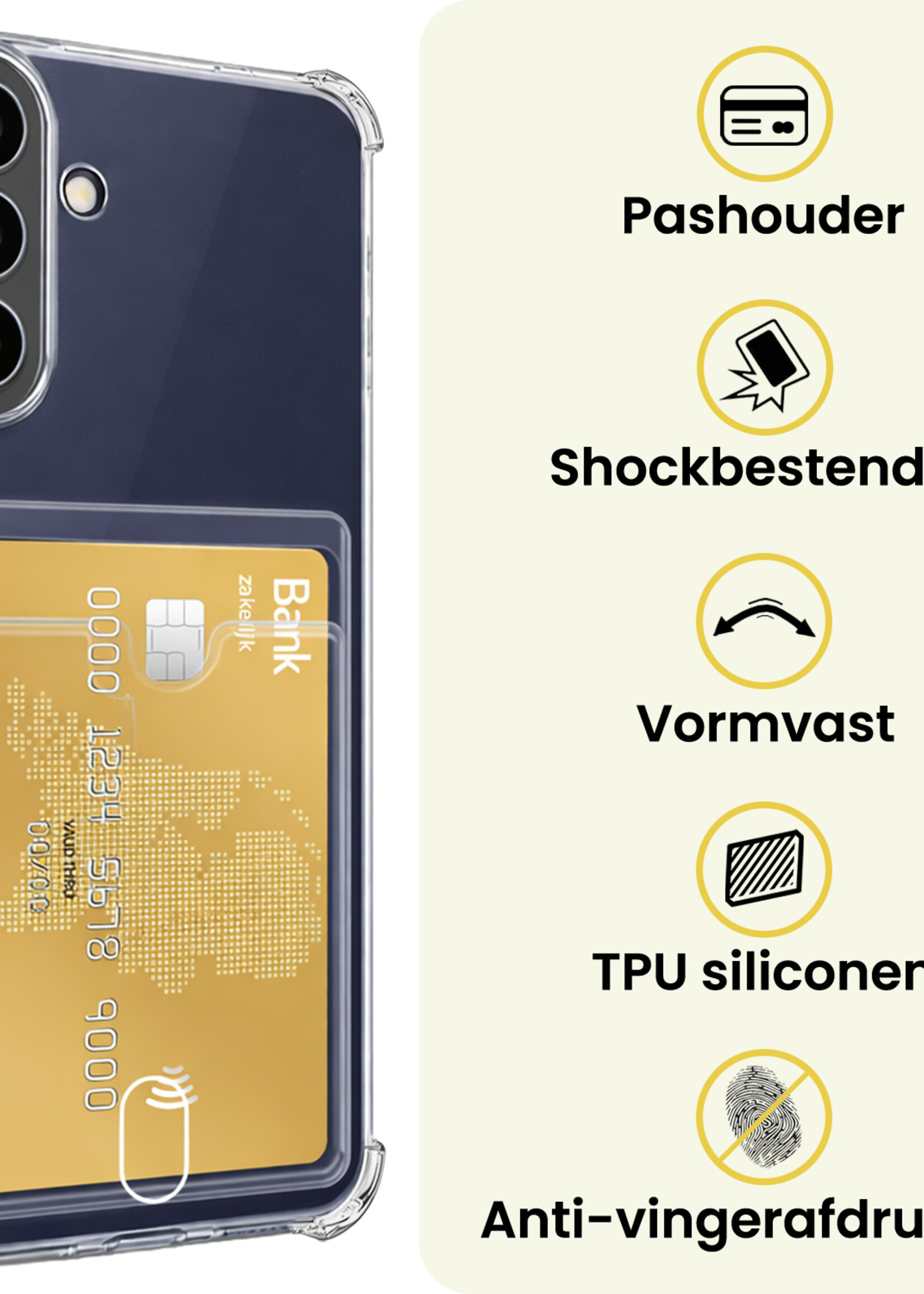 LUQ LUQ Samsung Galaxy A57 Hoesje Pashouder Met Screenprotector