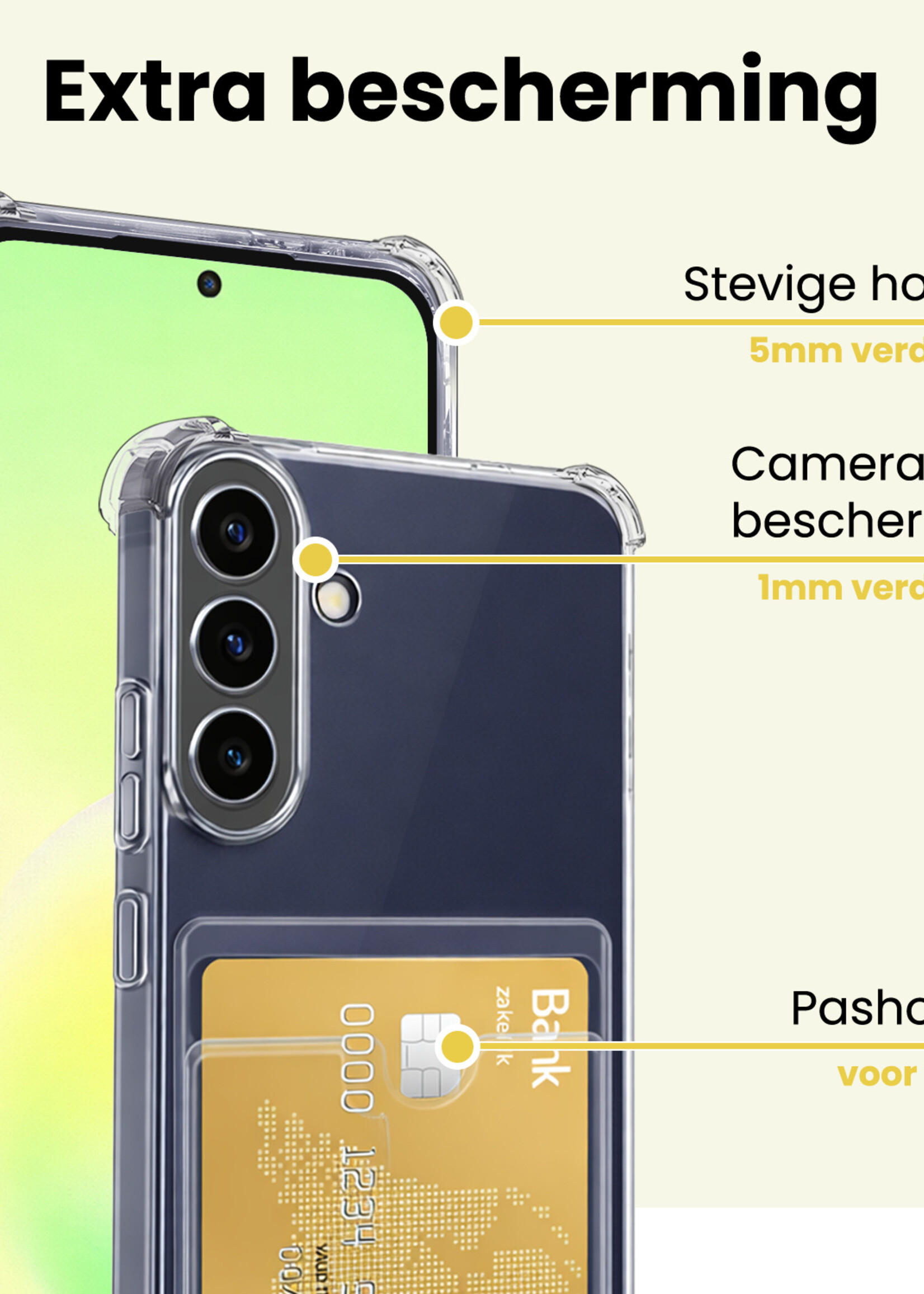 LUQ LUQ Samsung Galaxy A57 Hoesje Pashouder Met 2x Screenprotector