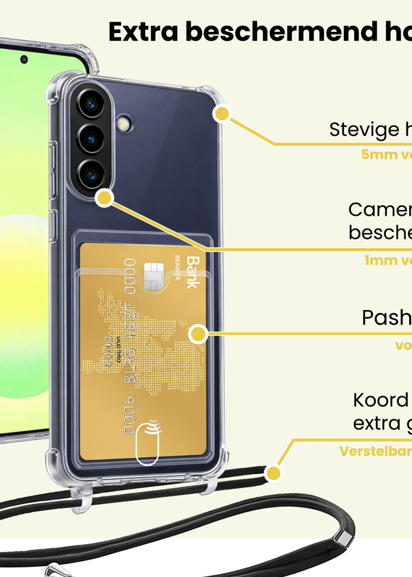 LUQ LUQ Samsung Galaxy A57 Hoesje Pashouder met Koord