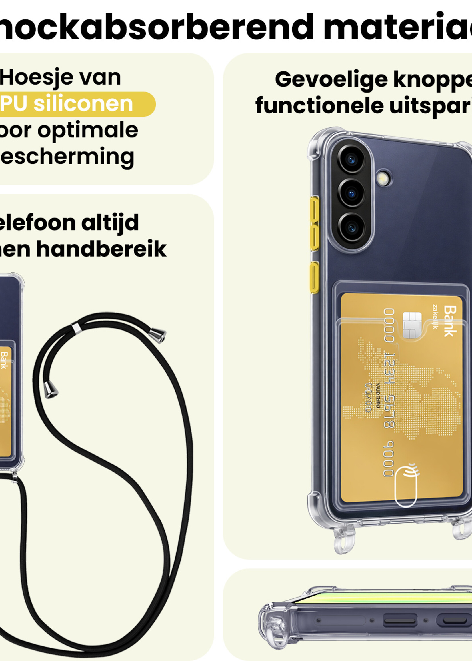 LUQ LUQ Samsung Galaxy A57 Hoesje Pashouder met Koord