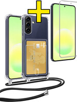 LUQ LUQ Samsung Galaxy A57 Hoesje Pashouder met Koord Met Screenprotector