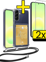 LUQ LUQ Samsung Galaxy A57 Hoesje Pashouder met Koord Met 2x Screenprotector