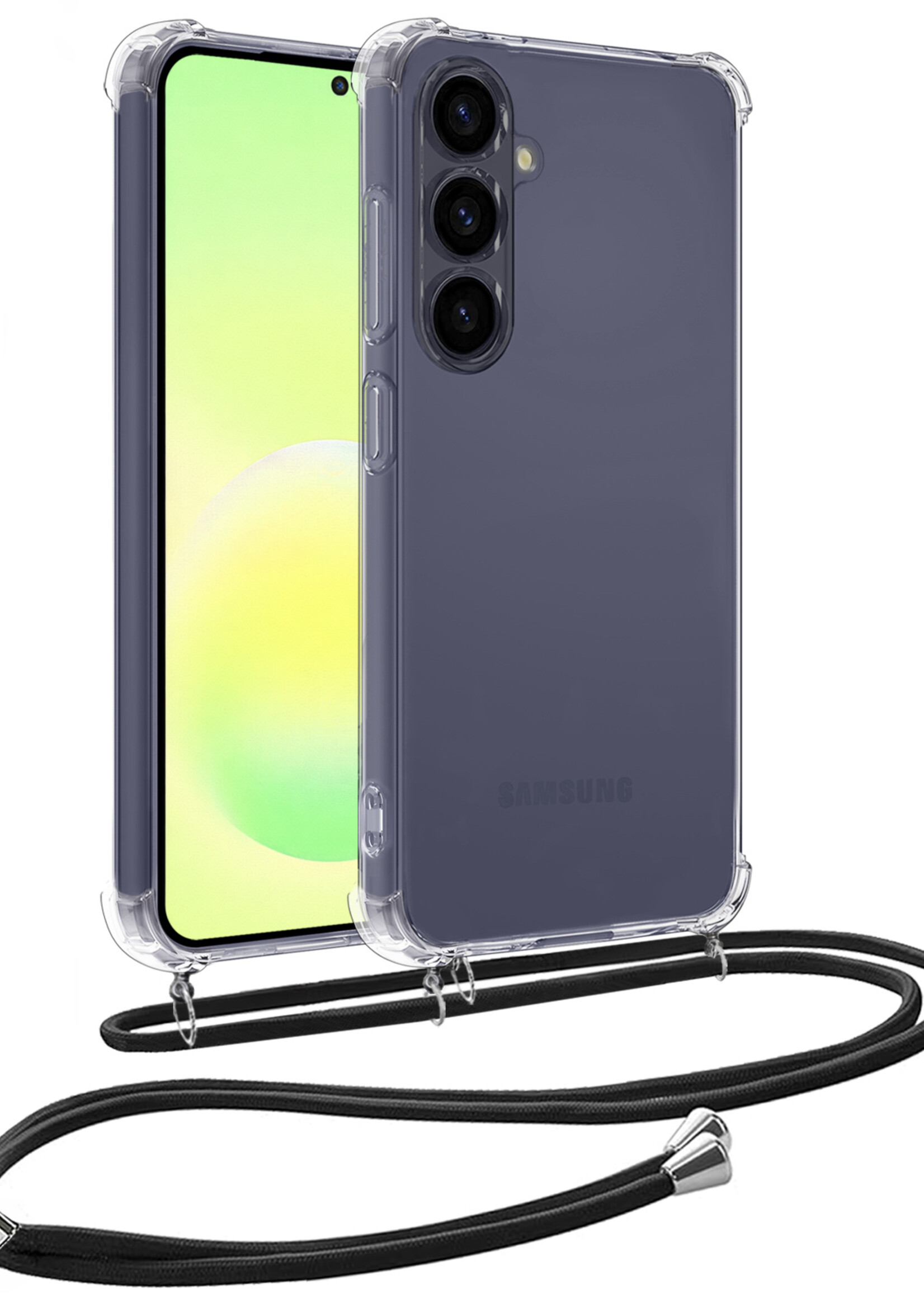 LUQ LUQ Samsung Galaxy A57 Hoesje Transparant Shockproof Met Zwart Koord