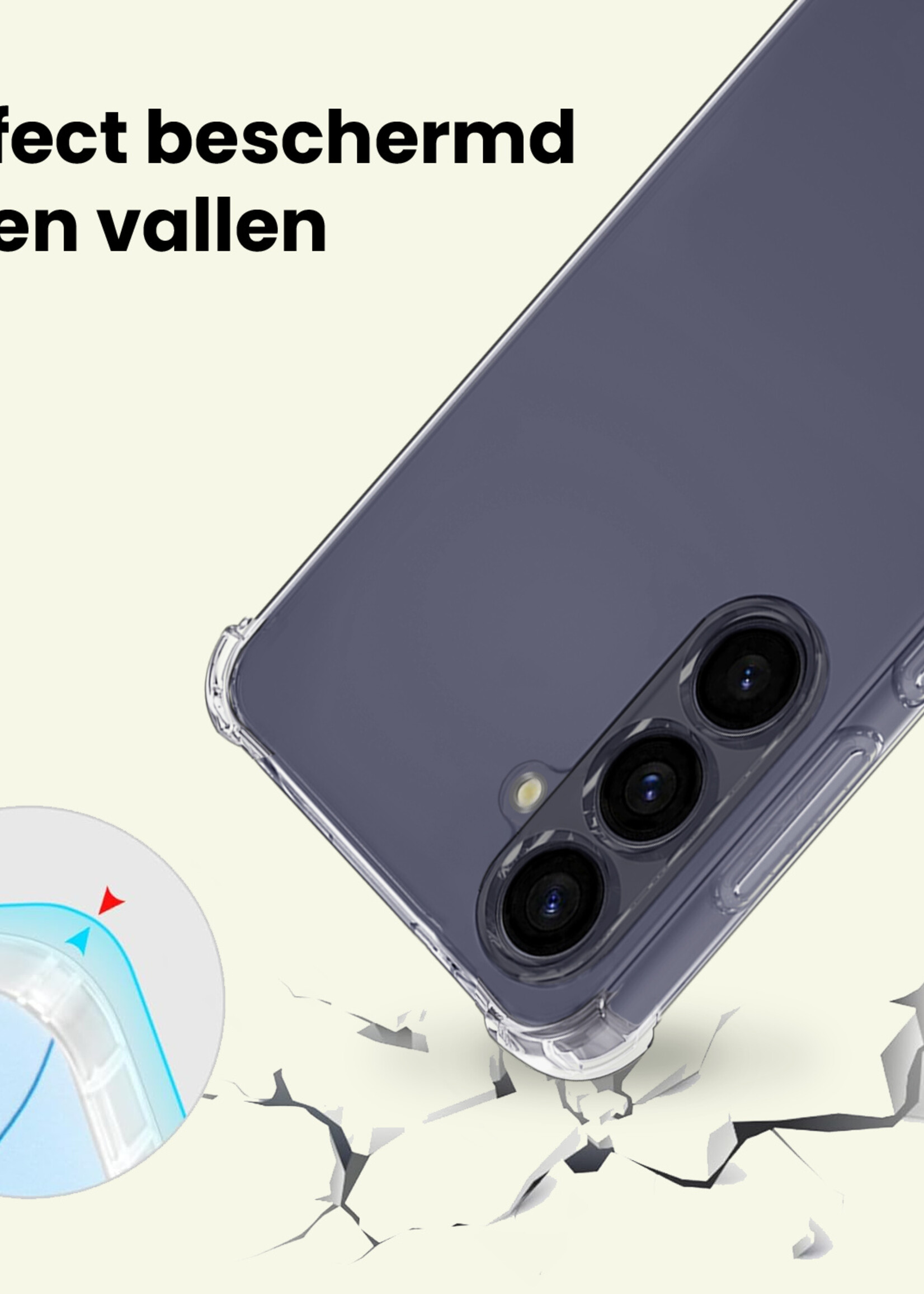 LUQ LUQ Samsung Galaxy A57 Hoesje Transparant Shockproof Met Zwart Koord