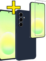 LUQ LUQ Samsung Galaxy A57 Hoesje Siliconen Met Screenprotector - Donkerblauw