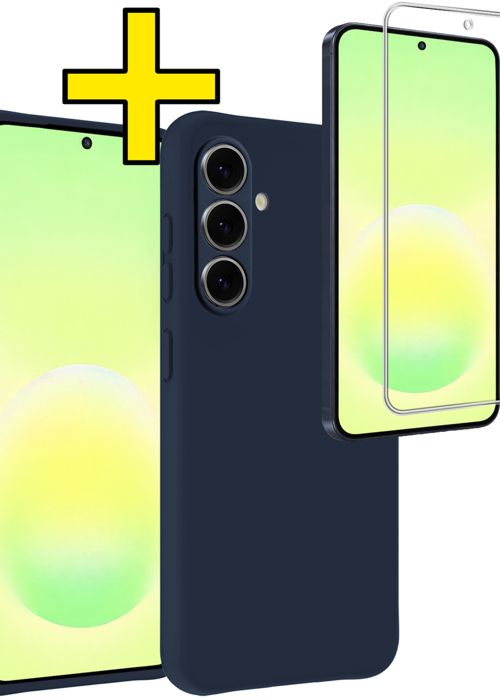 LUQ LUQ Samsung Galaxy A57 Hoesje Siliconen Met Screenprotector - Donkerblauw