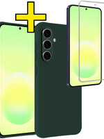 LUQ LUQ Samsung Galaxy A57 Hoesje Siliconen Met Screenprotector - Donkergroen
