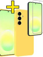 LUQ LUQ Samsung Galaxy A57 Hoesje Siliconen Met Screenprotector - Geel