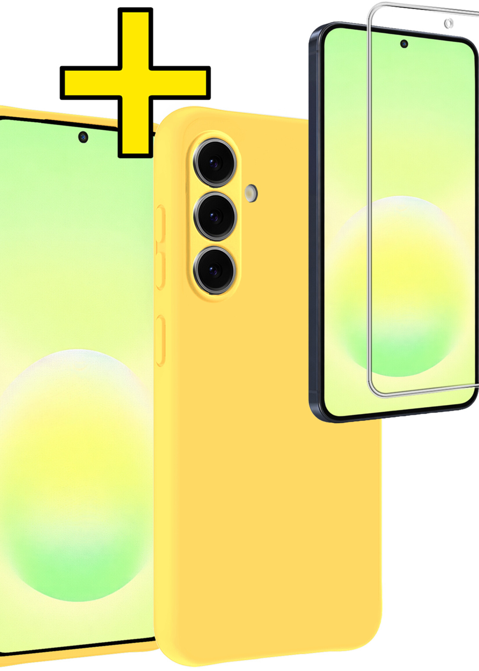 LUQ LUQ Samsung Galaxy A57 Hoesje Siliconen Met Screenprotector - Geel