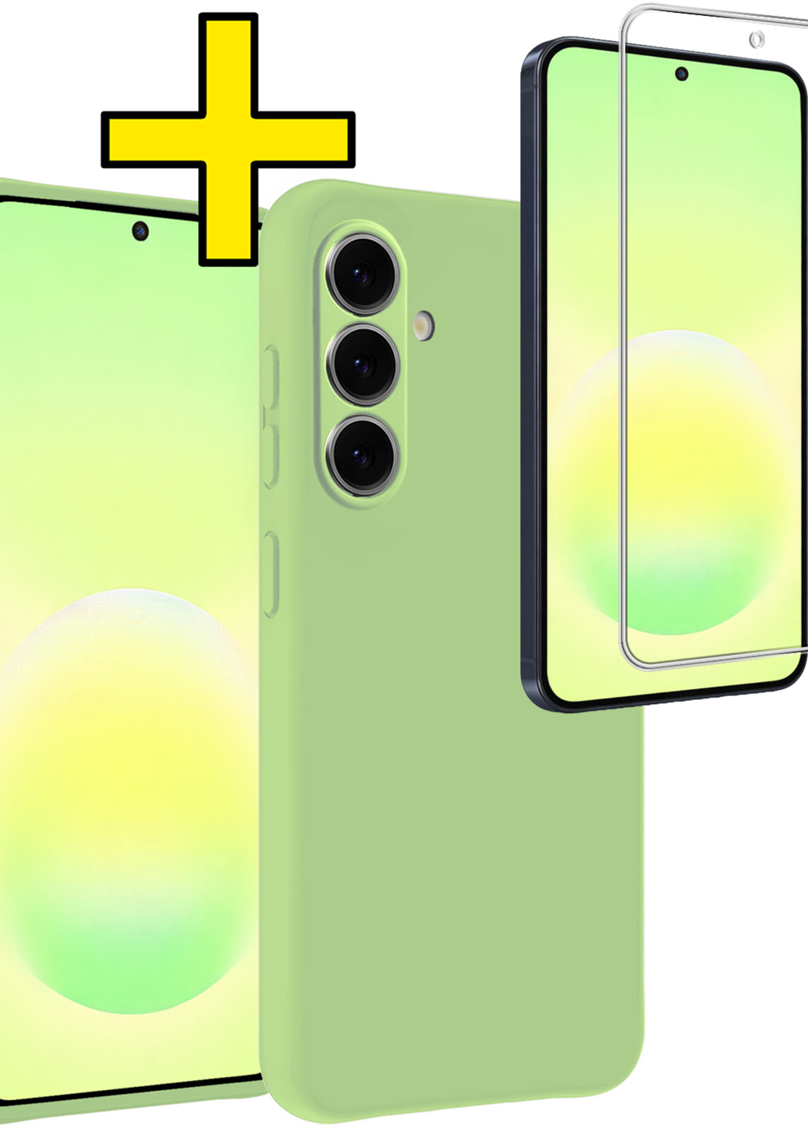 LUQ LUQ Samsung Galaxy A57 Hoesje Siliconen Met Screenprotector - Groen