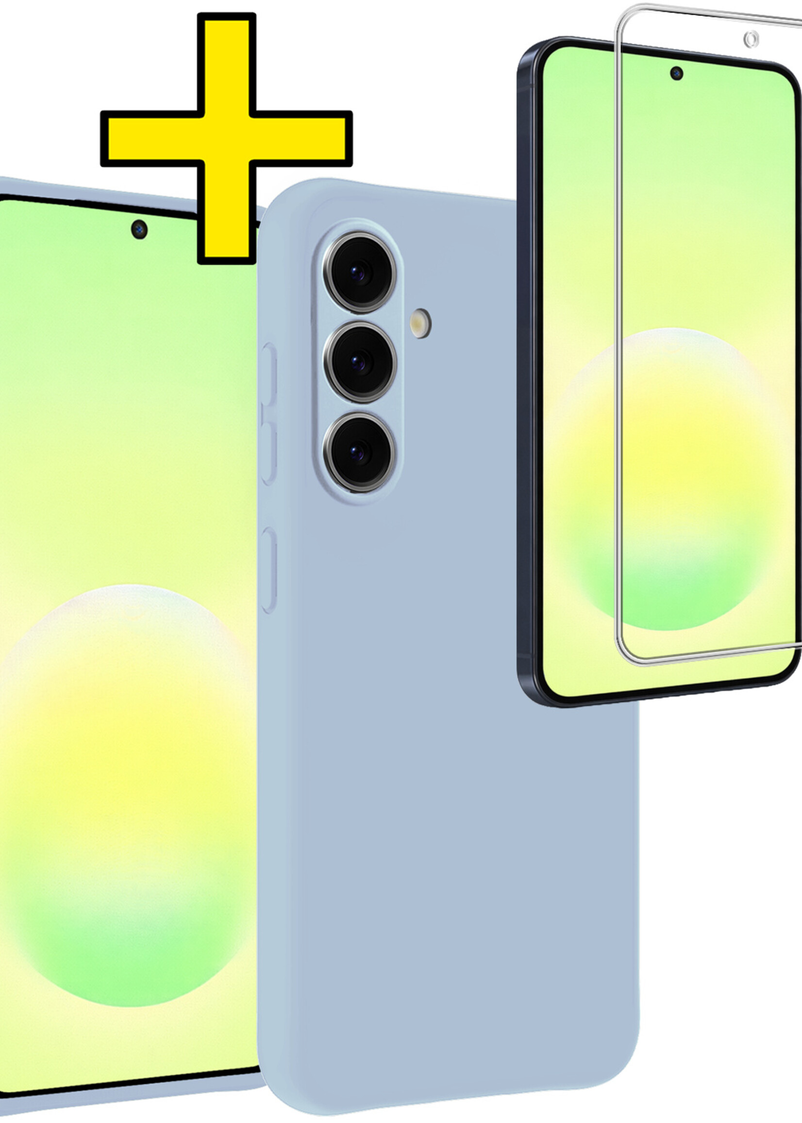 LUQ LUQ Samsung Galaxy A57 Hoesje Siliconen Met Screenprotector - Lichtblauw