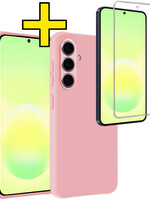 LUQ LUQ Samsung Galaxy A57 Hoesje Siliconen Met Screenprotector - Lichtroze