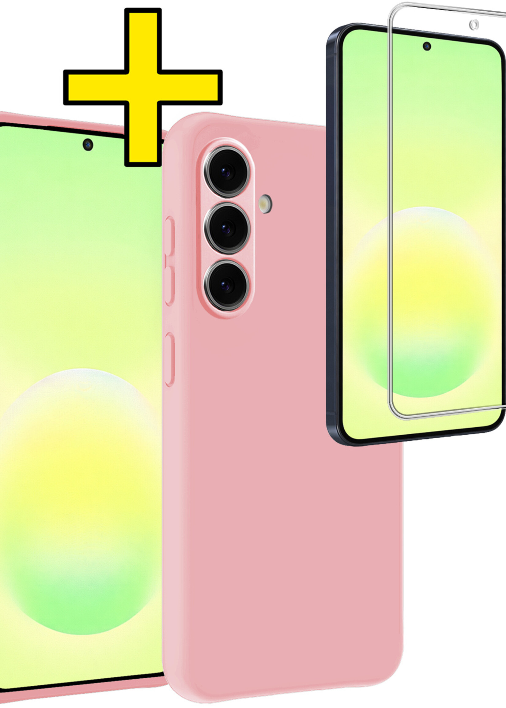 LUQ LUQ Samsung Galaxy A57 Hoesje Siliconen Met Screenprotector - Lichtroze