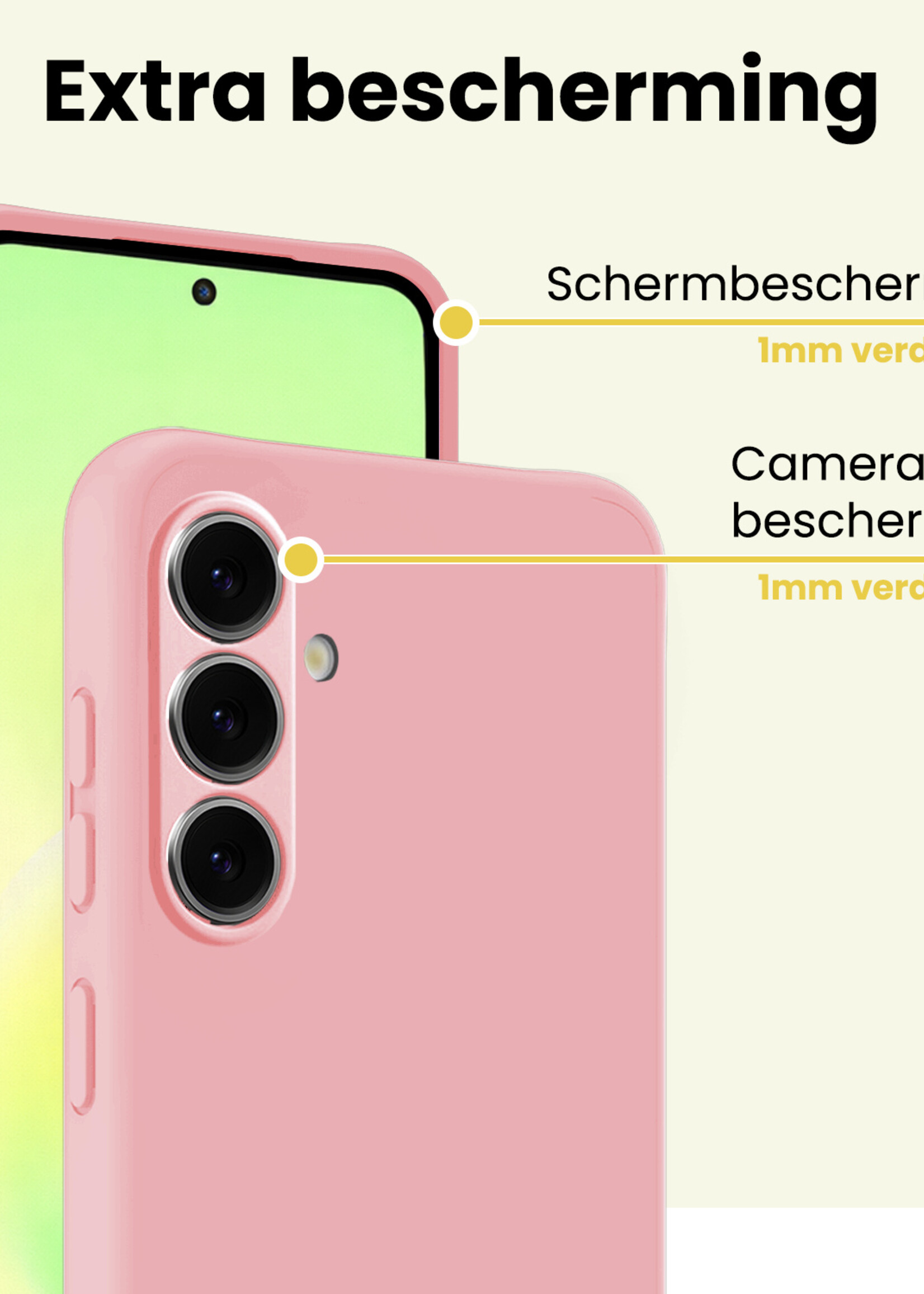 LUQ LUQ Samsung Galaxy A57 Hoesje Siliconen Met Screenprotector - Lichtroze