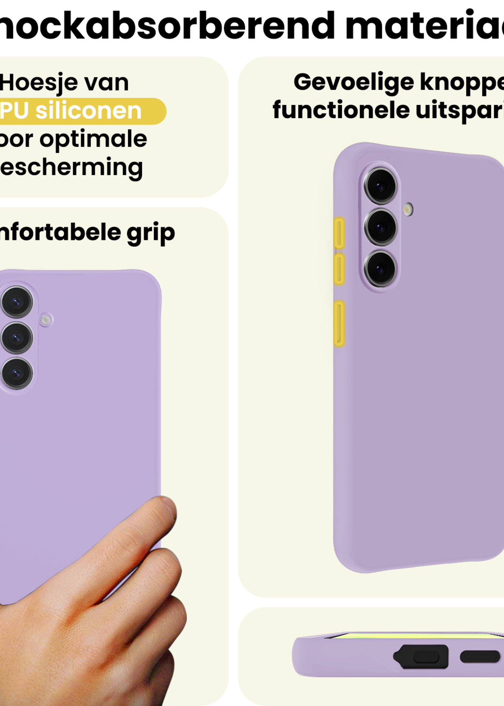 LUQ LUQ Samsung Galaxy A57 Hoesje Siliconen Met Screenprotector - Lila