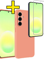 LUQ LUQ Samsung Galaxy A57 Hoesje Siliconen Met Screenprotector - Perzik