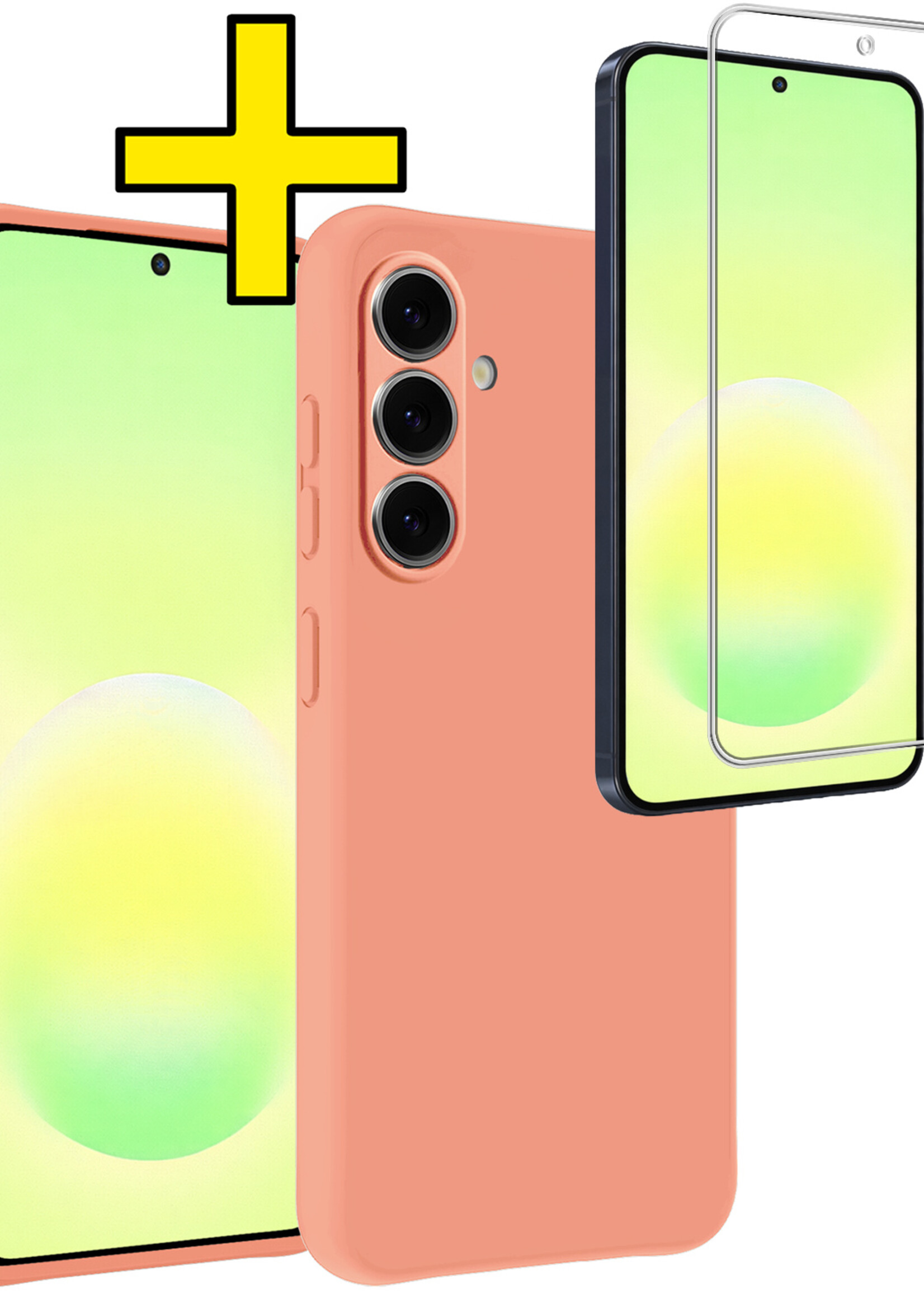 LUQ LUQ Samsung Galaxy A57 Hoesje Siliconen Met Screenprotector - Perzik