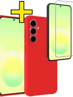 LUQ LUQ Samsung Galaxy A57 Hoesje Siliconen Met Screenprotector - Rood