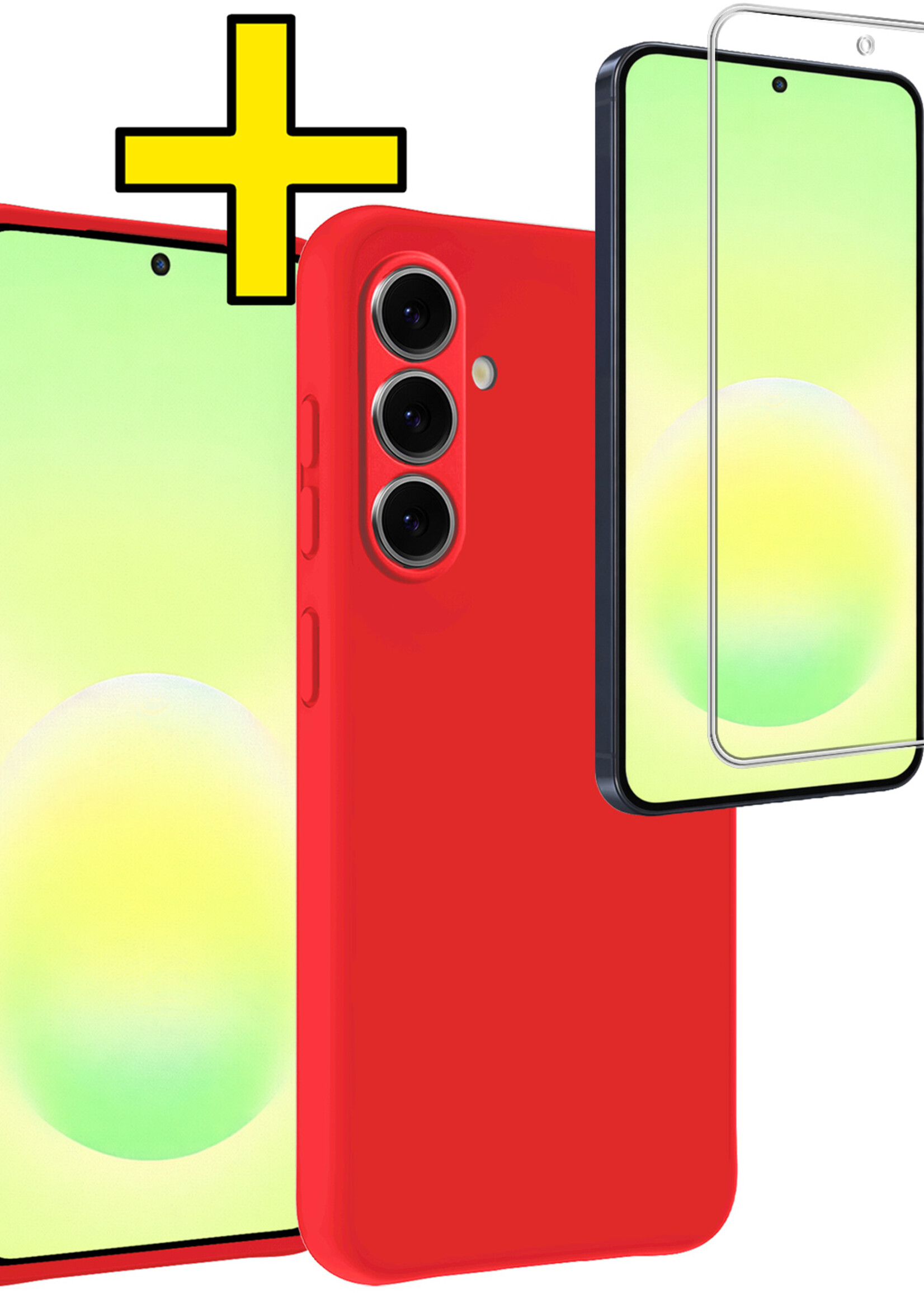 LUQ LUQ Samsung Galaxy A57 Hoesje Siliconen Met Screenprotector - Rood