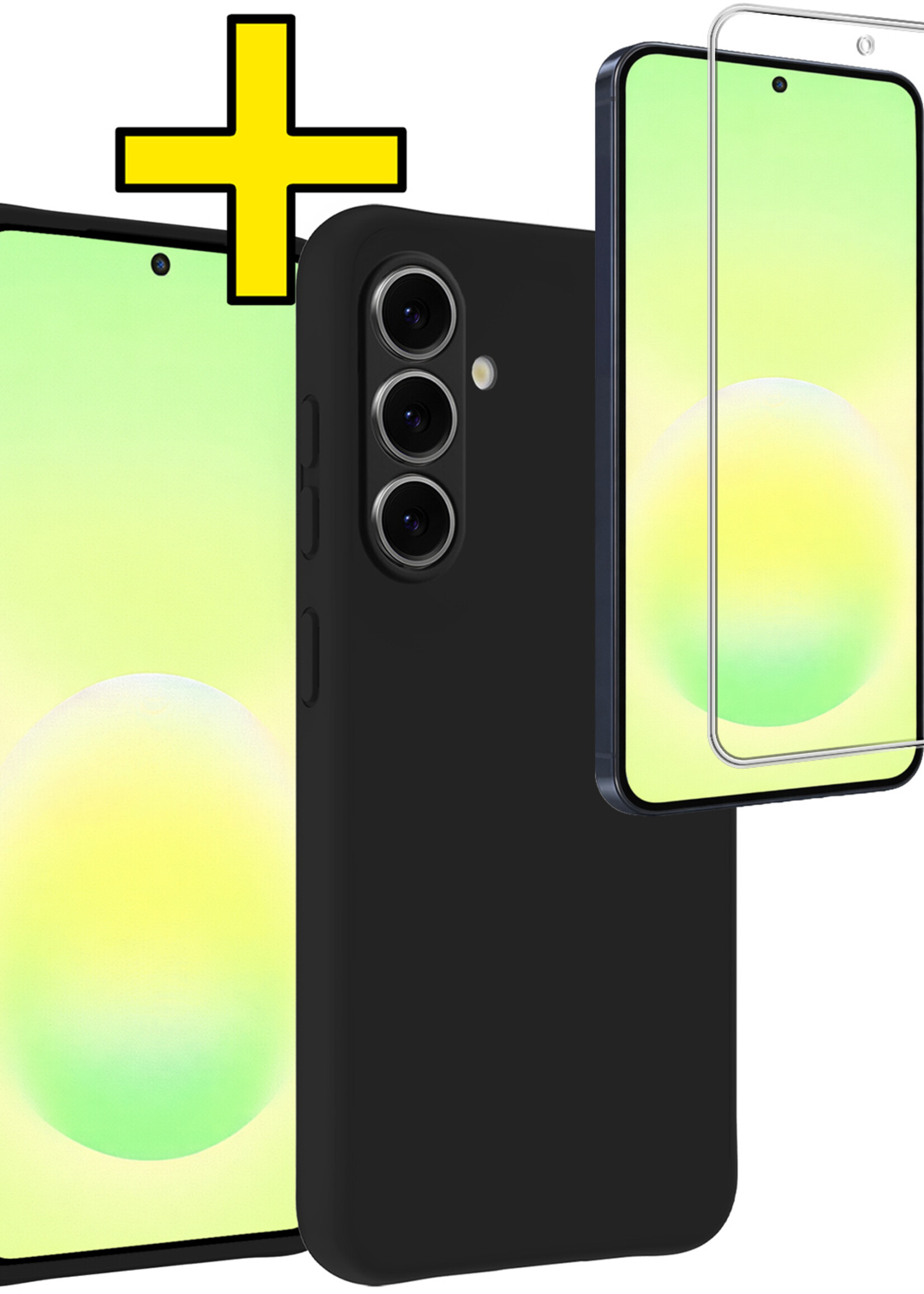 LUQ LUQ Samsung Galaxy A57 Hoesje Siliconen Met Screenprotector - Zwart