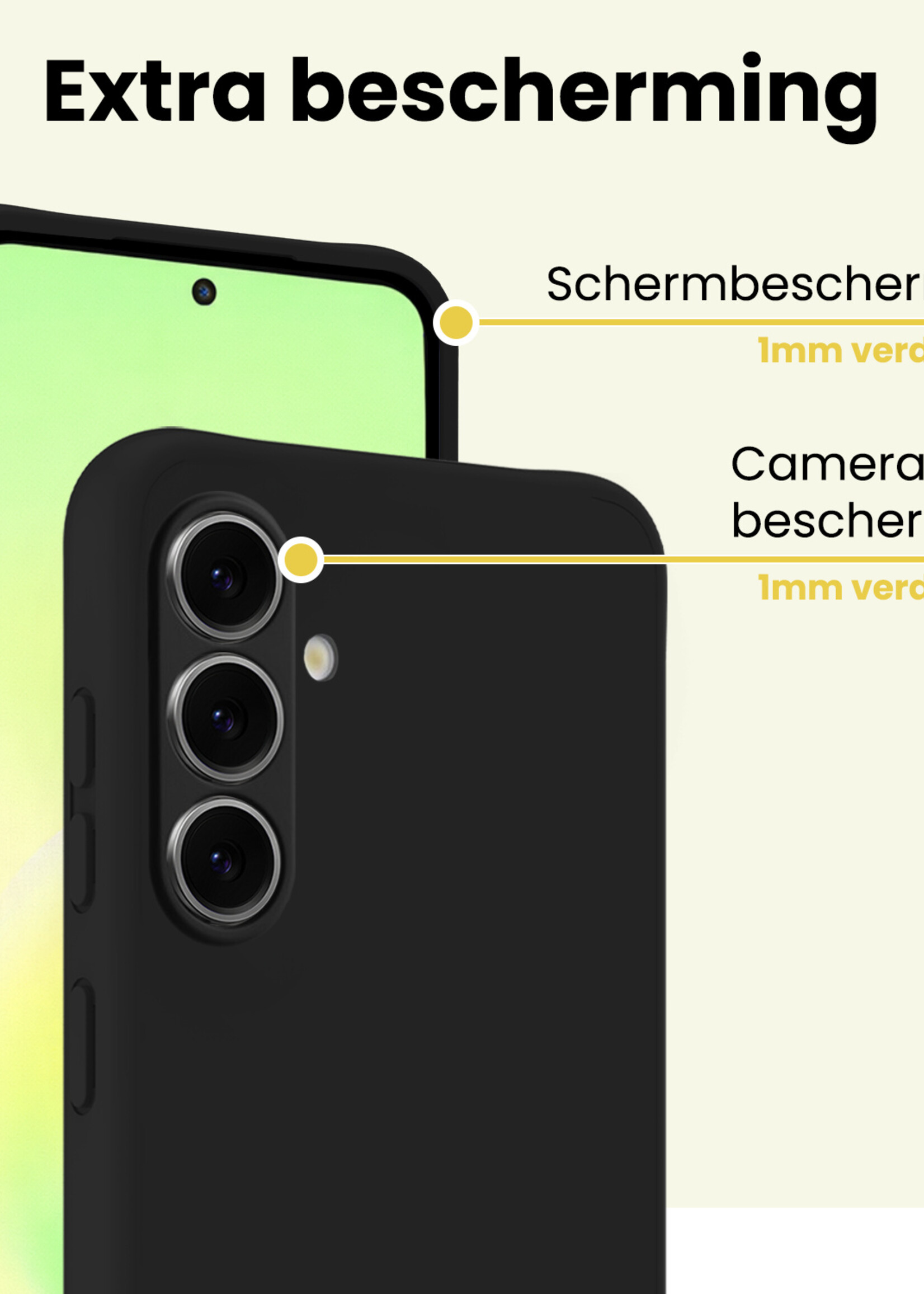 LUQ LUQ Samsung Galaxy A57 Hoesje Siliconen Met Screenprotector - Zwart