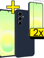 LUQ LUQ Samsung Galaxy A57 Hoesje Siliconen Met 2x Screenprotector - Donkerblauw