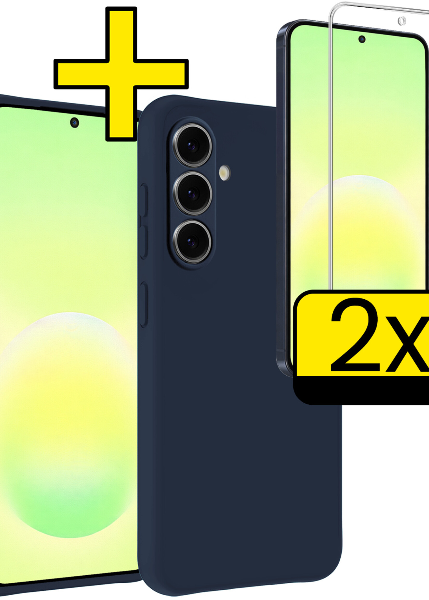 LUQ LUQ Samsung Galaxy A57 Hoesje Siliconen Met 2x Screenprotector - Donkerblauw