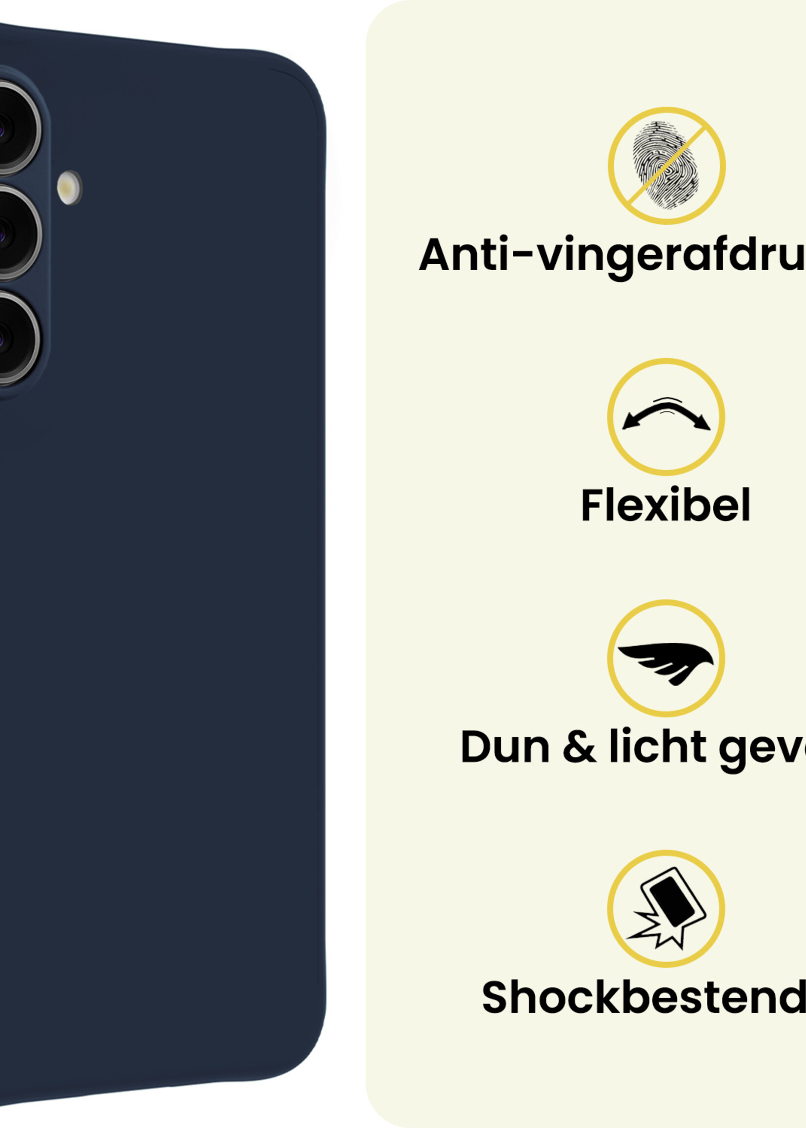 LUQ LUQ Samsung Galaxy A57 Hoesje Siliconen Met 2x Screenprotector - Donkerblauw