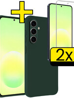 LUQ LUQ Samsung Galaxy A57 Hoesje Siliconen Met 2x Screenprotector - Donkergroen