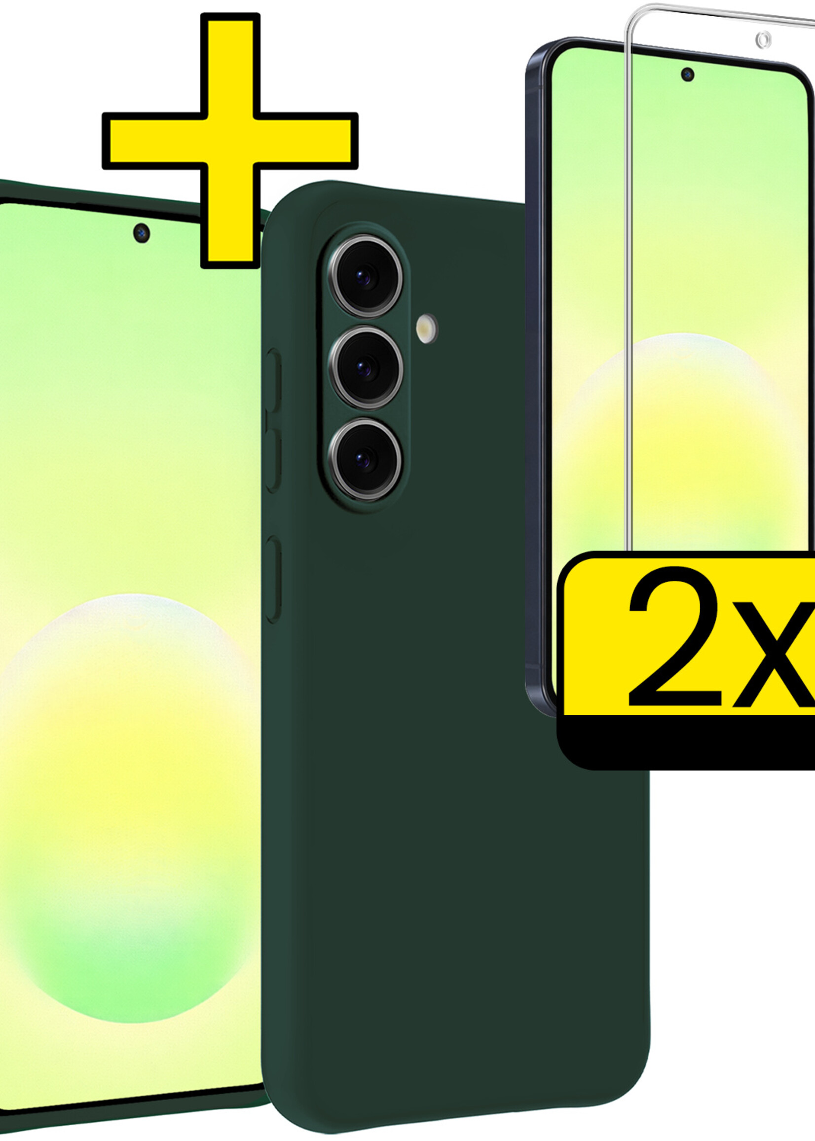 LUQ LUQ Samsung Galaxy A57 Hoesje Siliconen Met 2x Screenprotector - Donkergroen