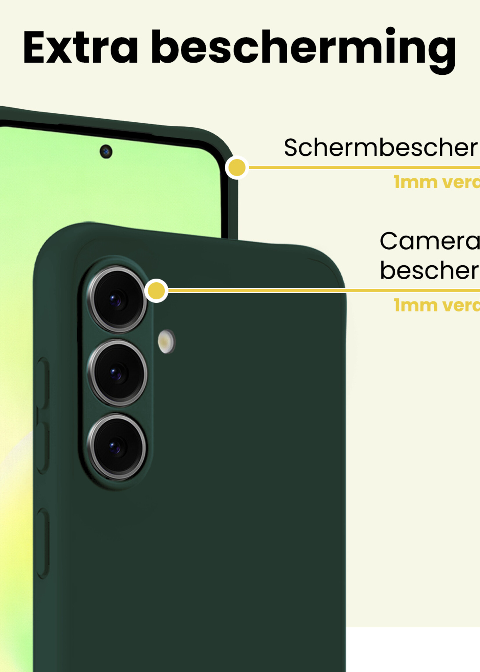 LUQ LUQ Samsung Galaxy A57 Hoesje Siliconen Met 2x Screenprotector - Donkergroen