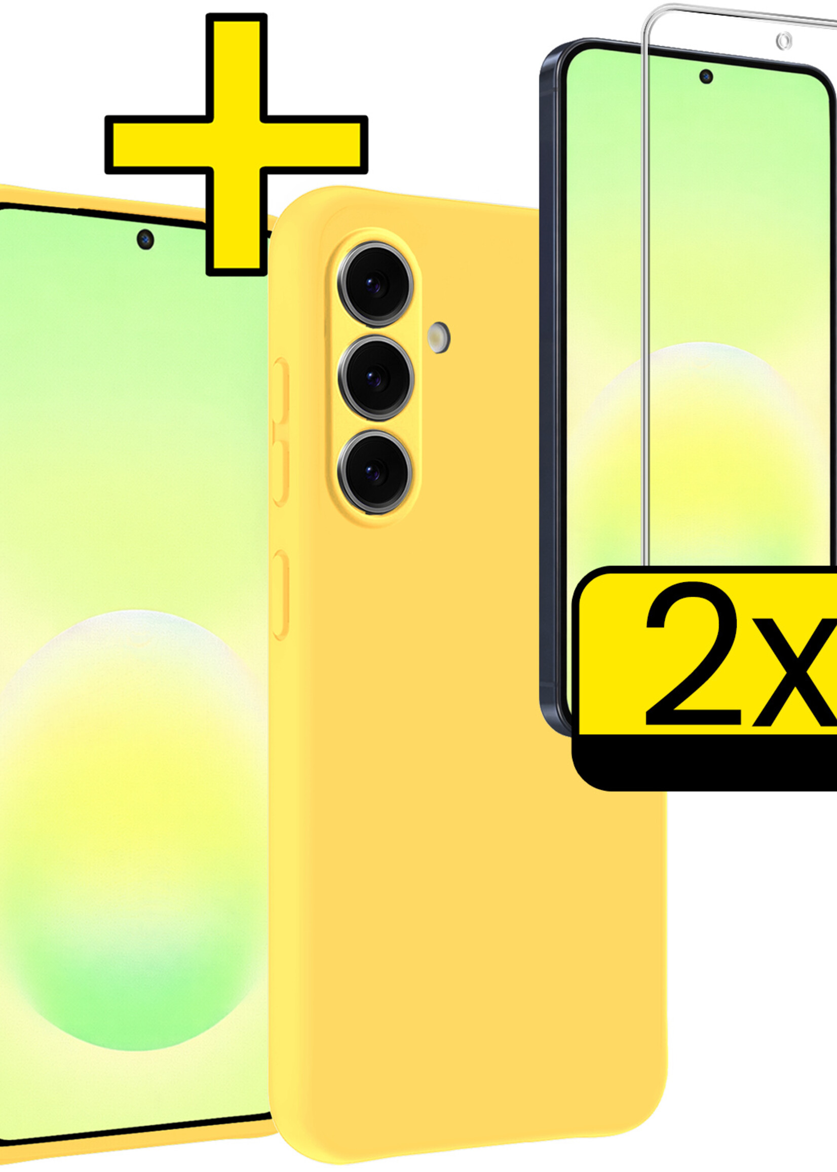 LUQ LUQ Samsung Galaxy A57 Hoesje Siliconen Met 2x Screenprotector - Geel