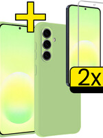 LUQ LUQ Samsung Galaxy A57 Hoesje Siliconen Met 2x Screenprotector - Groen