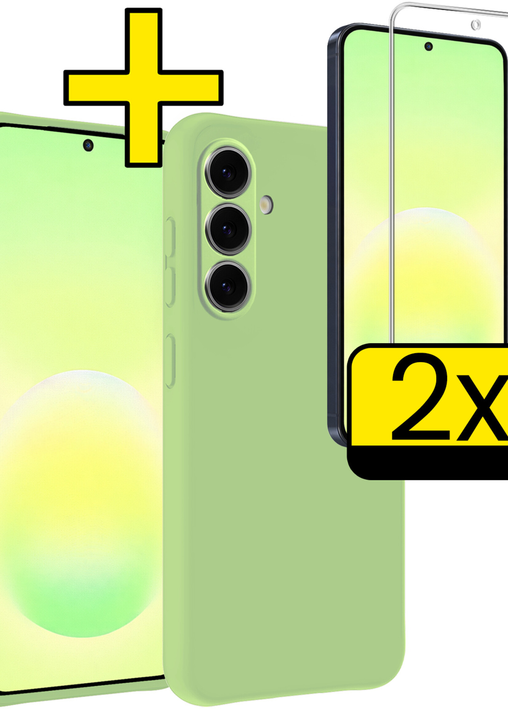 LUQ LUQ Samsung Galaxy A57 Hoesje Siliconen Met 2x Screenprotector - Groen