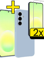 LUQ LUQ Samsung Galaxy A57 Hoesje Siliconen Met 2x Screenprotector - Lichtblauw