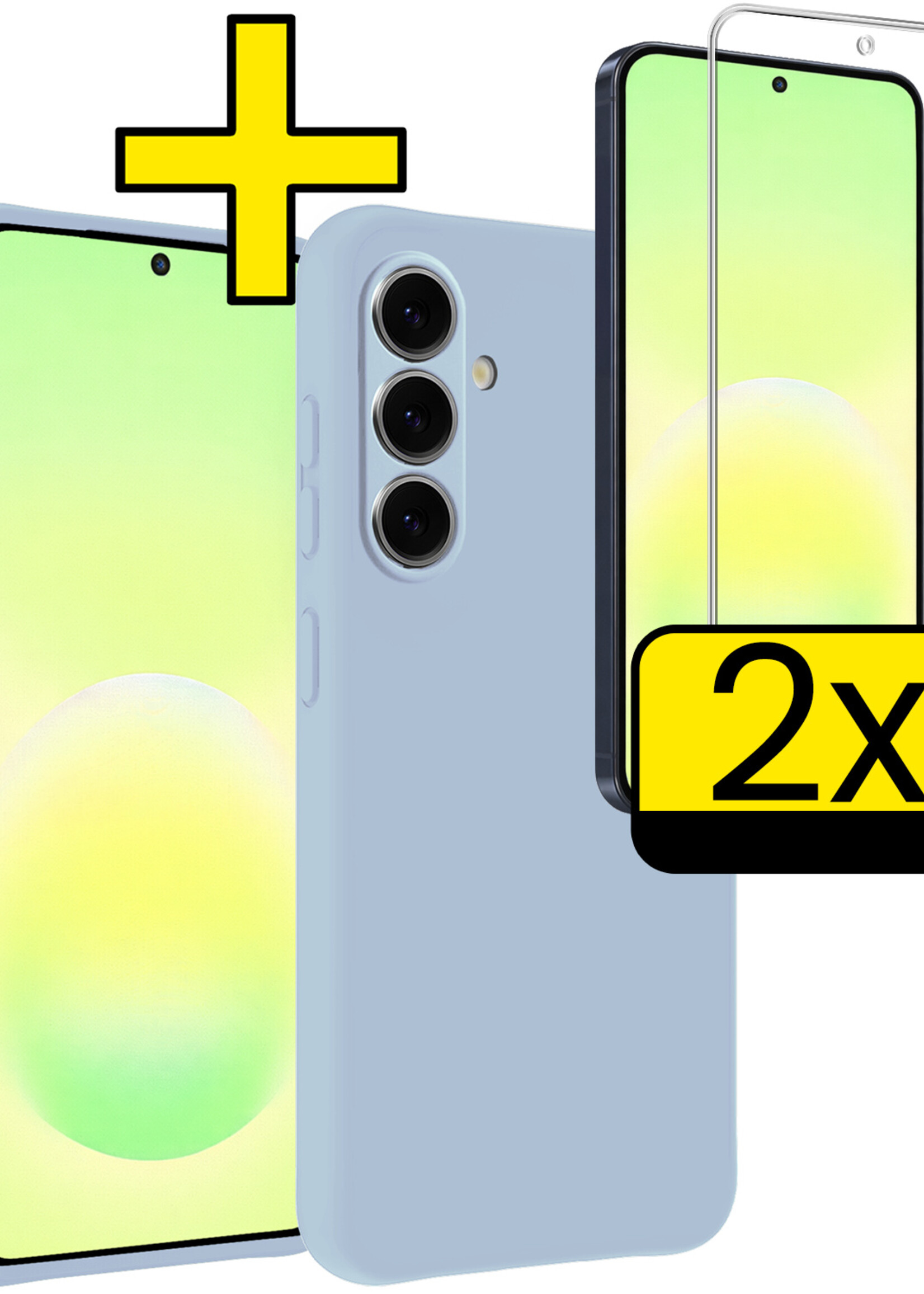 LUQ LUQ Samsung Galaxy A57 Hoesje Siliconen Met 2x Screenprotector - Lichtblauw