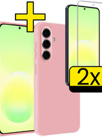 LUQ LUQ Samsung Galaxy A57 Hoesje Siliconen Met 2x Screenprotector - Lichtroze