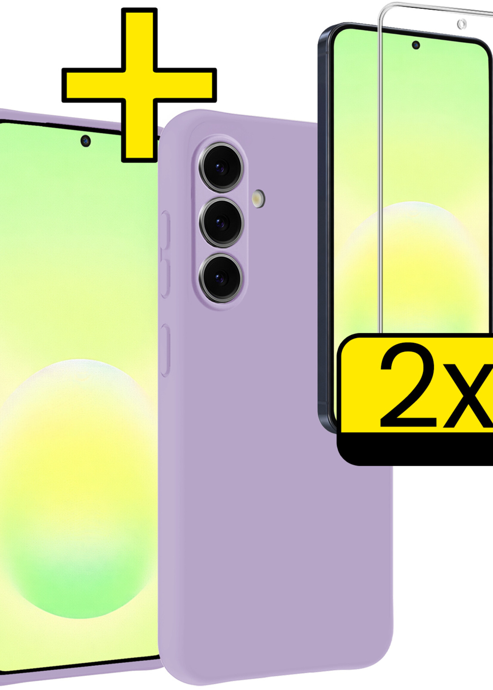 LUQ LUQ Samsung Galaxy A57 Hoesje Siliconen Met 2x Screenprotector - Lila